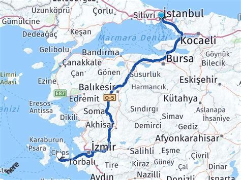 istanbul izmir arası kaç km